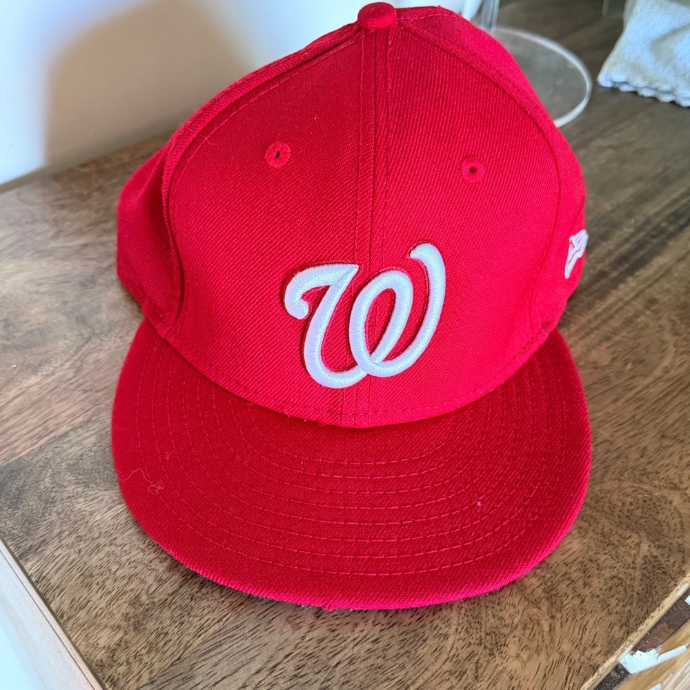 New Era Washington Nationals MLB Hat Men 7 3/8 Red 59FIFTY Fitted Fan Gear Urban